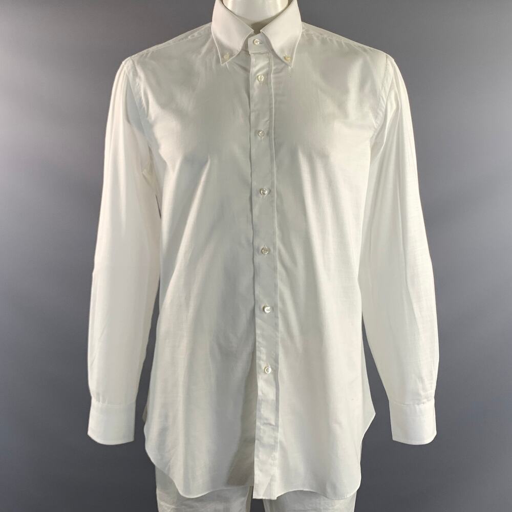 BARBA NAPOLI Size L White Button Down Long Sleeve Shirt